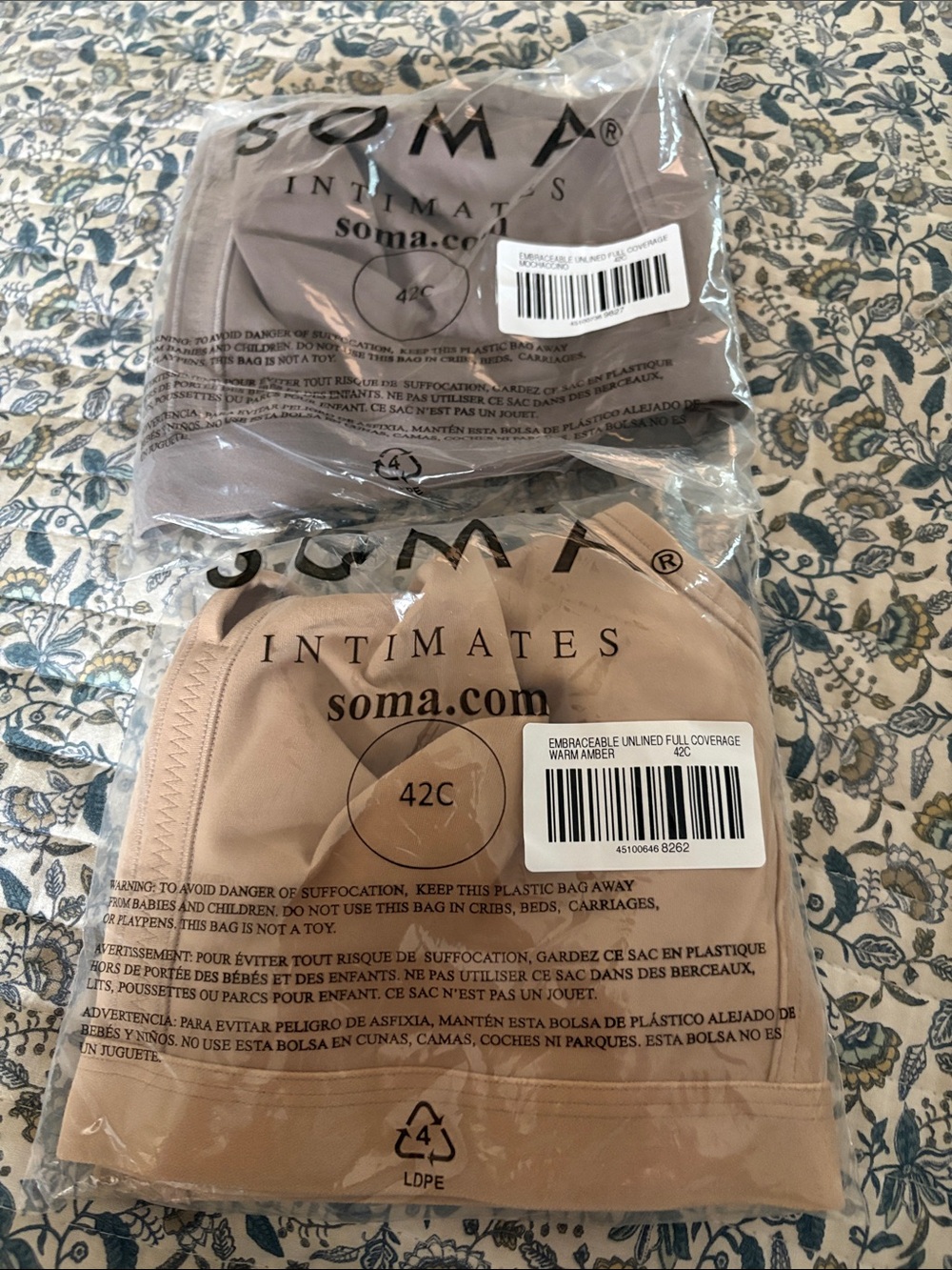 Soma Intimates 2-Pack Bras in Warm Amber and Mochaccino
